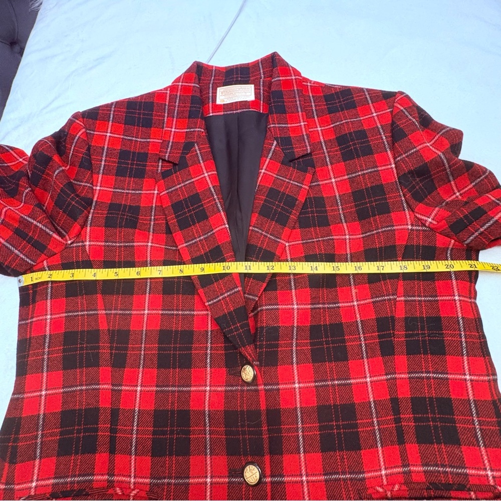 Pendleton Virgin Wool Lightweight Plaid Black Red… - image 7